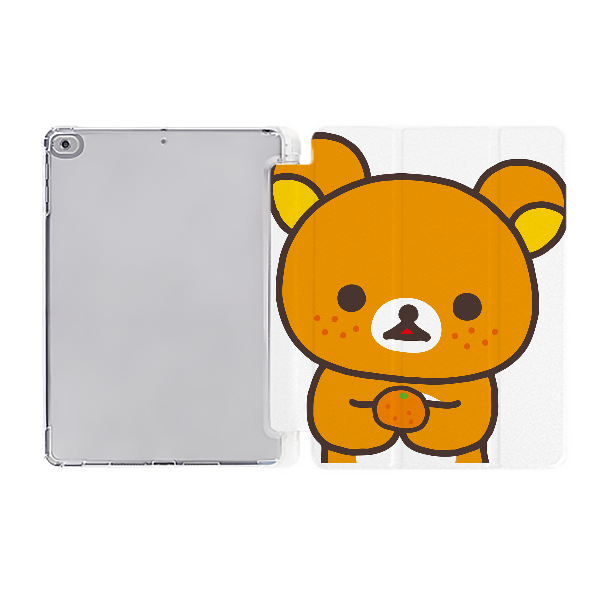 （画像用） リラックマ リラックマ キイロイトリ Rilakkuma Korilakkuma Kiiroitori IPad ケース ペン収納付き 三つ折りスタンド PUレザー×シリコン 対応機種9.5/10.5/10.9インチ